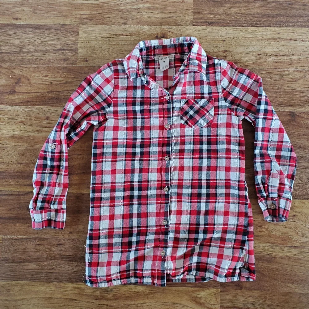 Carter's Shirt Girl's Size 7 Plaid Button Down